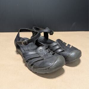 KEEN Paradise Leather Sandals Black Mary Jane Womens 8 Gorpcore Y2K Cut Out